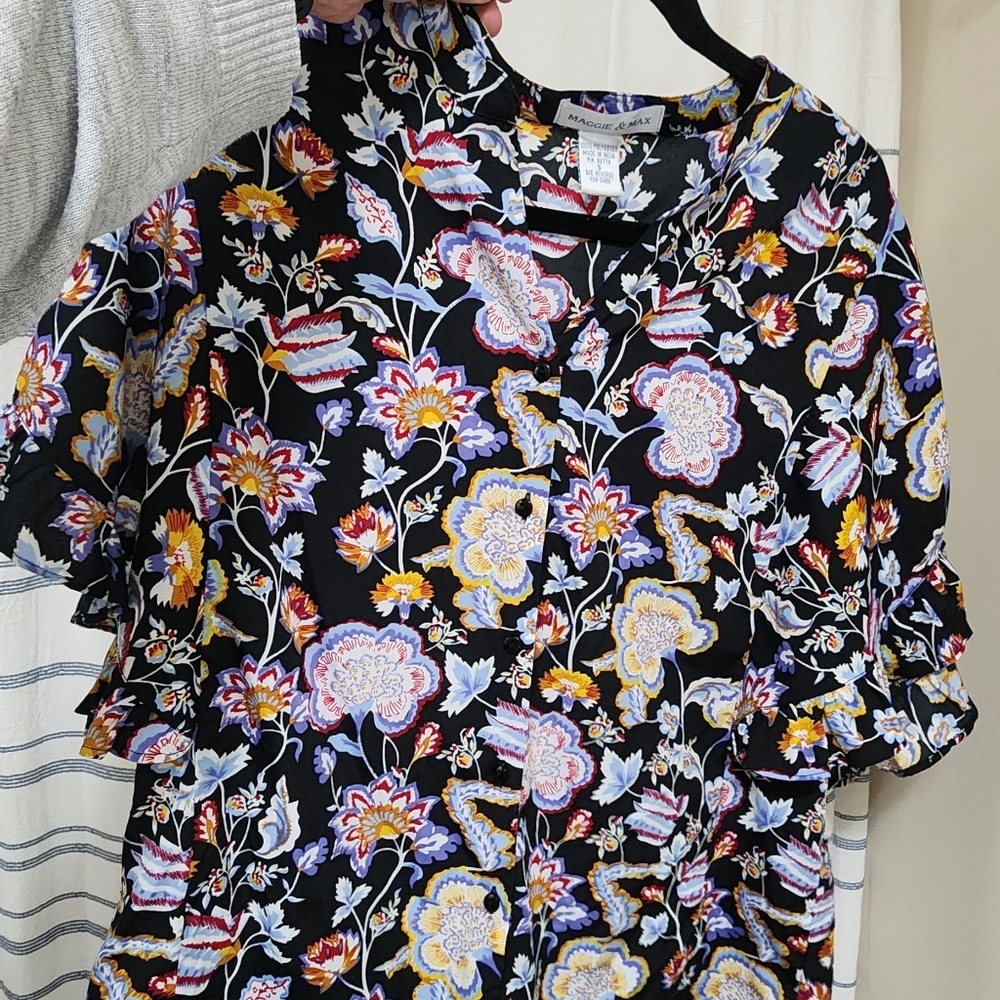 Floral‎ Black Blouse Maggie & Max - Picture 4 of 4